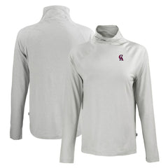 MLB California Angels Cutter & Buck Women's Cooperstown Collection Coastline Epic Comfort Eco Recycled Funnel Neck Raglan Pullover Top