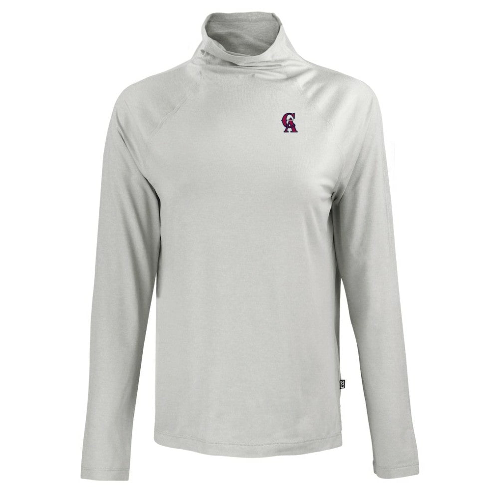 MLB California Angels Cutter & Buck Women's Cooperstown Collection Coastline Epic Comfort Eco Recycled Funnel Neck Raglan Pullover Top