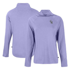 MLB Colorado Rockies Cutter & Buck Women's  Coastline Epic Comfort Eco Recycled Funnel Neck Raglan Pullover Top