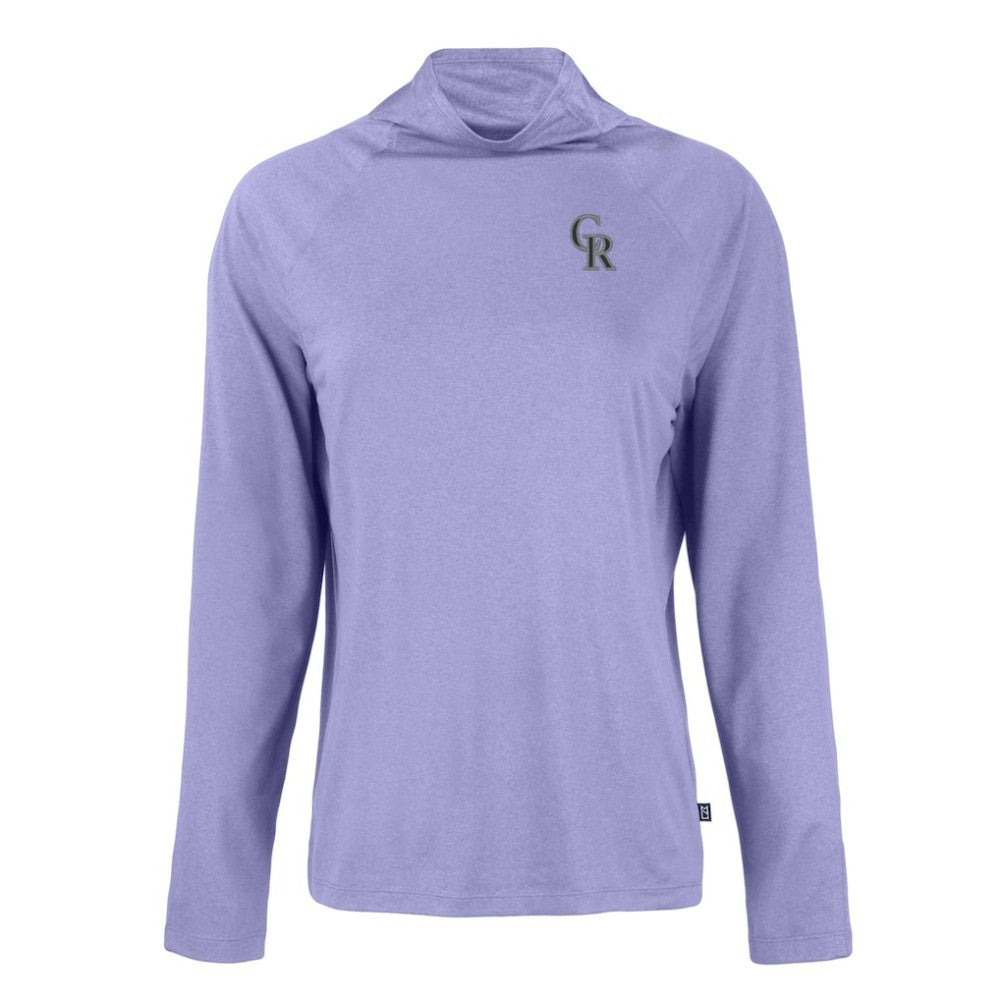 MLB Colorado Rockies Cutter & Buck Women's  Coastline Epic Comfort Eco Recycled Funnel Neck Raglan Pullover Top