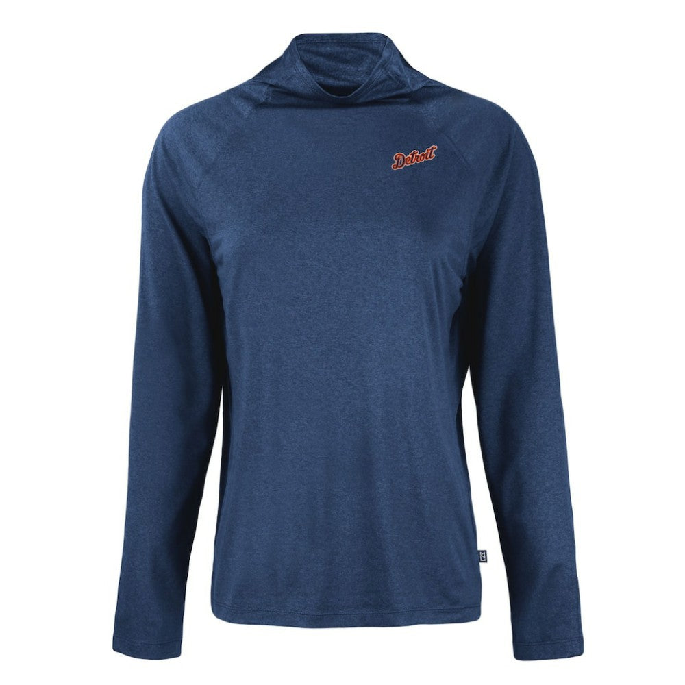 MLB Detroit Tigers Cutter & Buck Women's Cooperstown Collection Coastline Epic Comfort Eco Recycled Funnel Neck Raglan Pullover Top