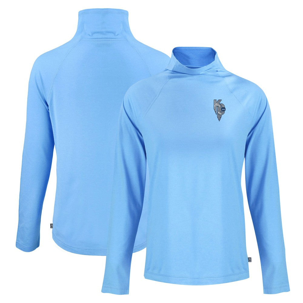 MLB Kansas City Royals Cutter & Buck Women's City Connect Coastline Epic Comfort Eco Recycled Funnel Neck Raglan Pullover Top