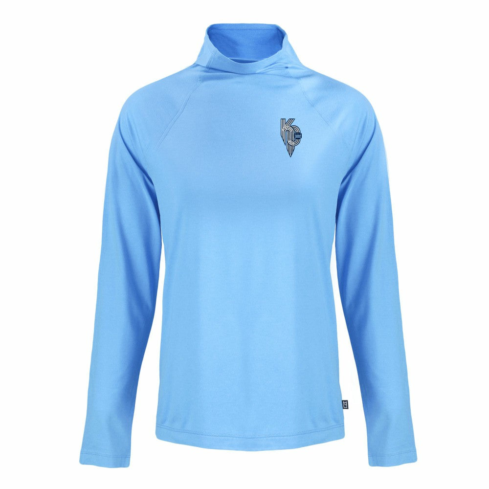 MLB Kansas City Royals Cutter & Buck Women's City Connect Coastline Epic Comfort Eco Recycled Funnel Neck Raglan Pullover Top