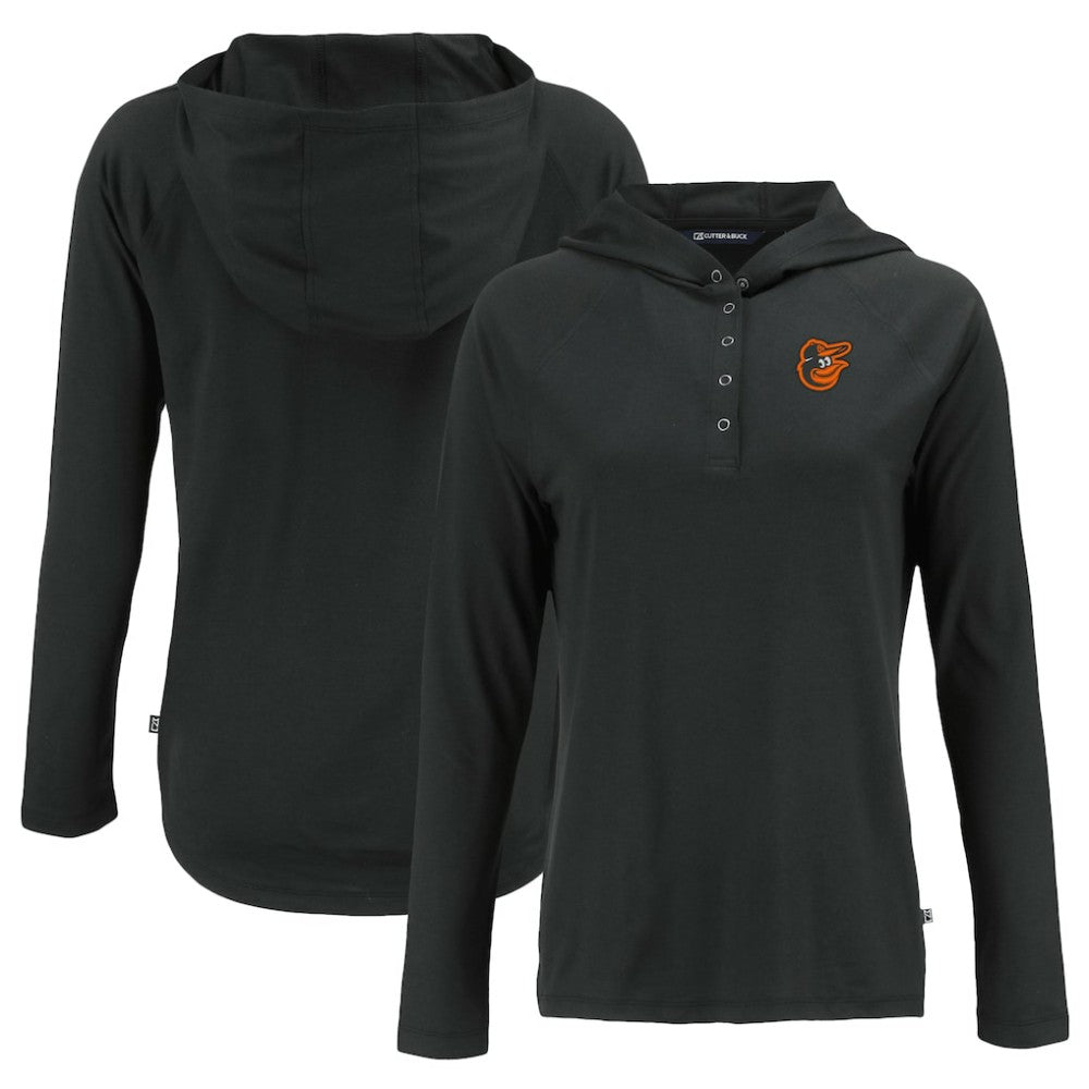 MLB Baltimore Orioles Cutter & Buck Women's  Coastline Epic Comfort Eco Recycled Hoodie Raglan Long Sleeve T-Shirt