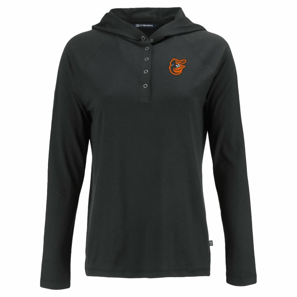 MLB Baltimore Orioles Cutter & Buck Women's  Coastline Epic Comfort Eco Recycled Hoodie Raglan Long Sleeve T-Shirt
