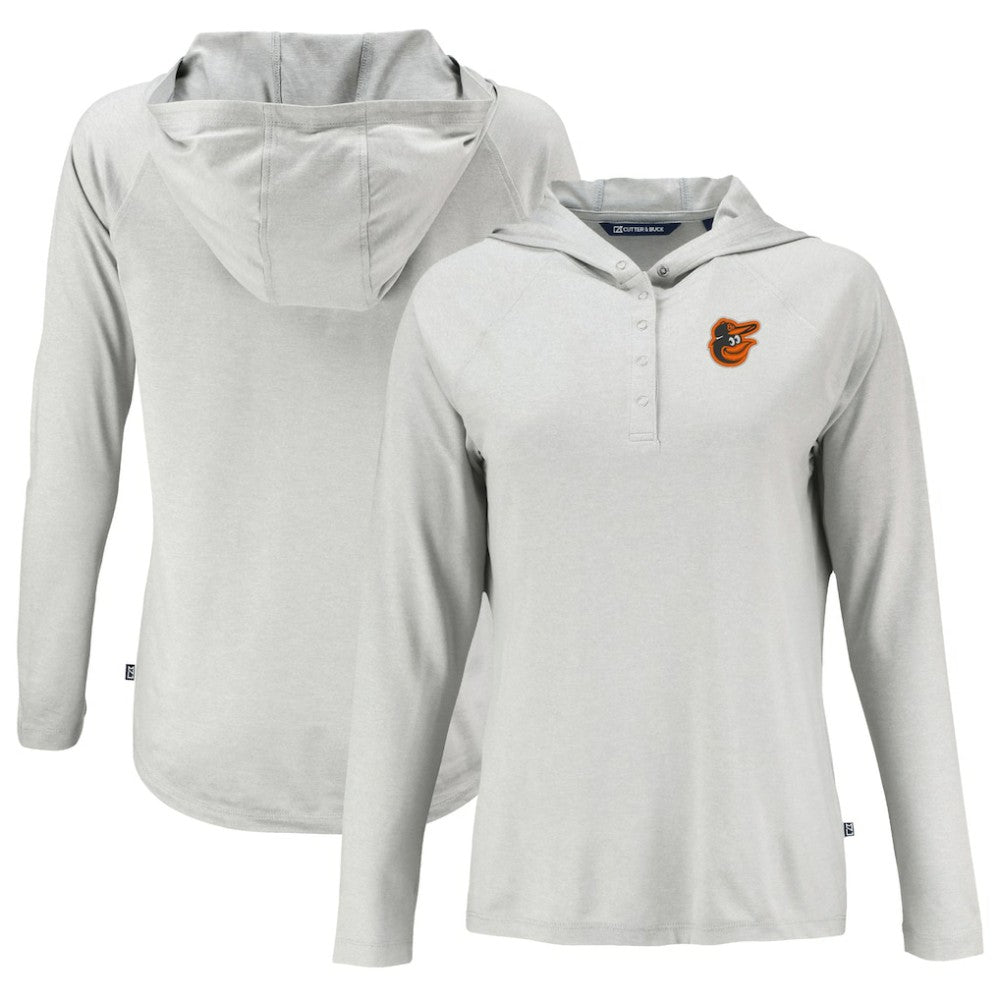 MLB Baltimore Orioles Cutter & Buck Women's  Coastline Epic Comfort Eco Recycled Hoodie Raglan Long Sleeve T-Shirt