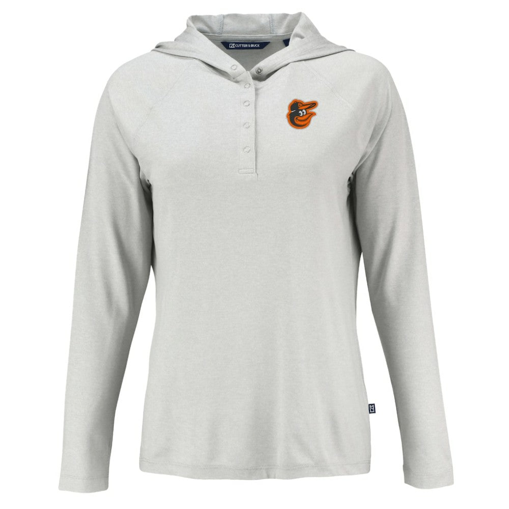 MLB Baltimore Orioles Cutter & Buck Women's  Coastline Epic Comfort Eco Recycled Hoodie Raglan Long Sleeve T-Shirt
