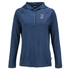 MLB Boston Red Sox Cutter & Buck Women's Stars And Stripes Coastline Epic Comfort Eco Recycled Hoodie Raglan Long Sleeve T-Shirt