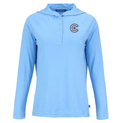 MLB Chicago Cubs Cutter & Buck Women's City Connect Coastline Epic Comfort Eco Recycled Hoodie Raglan Long Sleeve T-Shirt