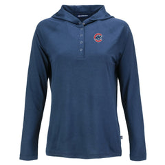 MLB Chicago Cubs Cutter & Buck Women's  Coastline Epic Comfort Eco Recycled Hoodie Raglan Long Sleeve T-Shirt