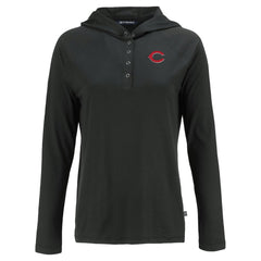 MLB Cincinnati Reds Cutter & Buck Women's  Coastline Epic Comfort Eco Recycled Hoodie Raglan Long Sleeve T-Shirt