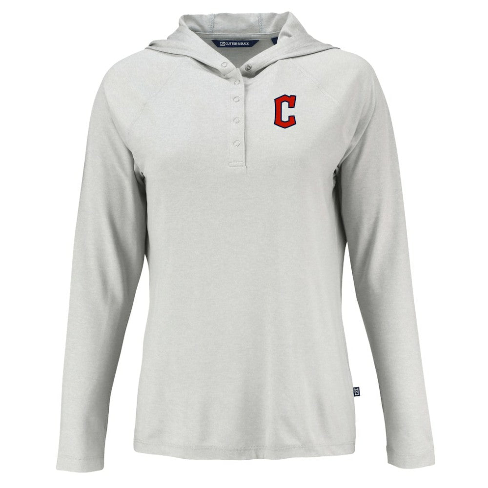 MLB Cleveland Guardians Cutter & Buck Women's  Coastline Epic Comfort Eco Recycled Hoodie Raglan Long Sleeve T-Shirt