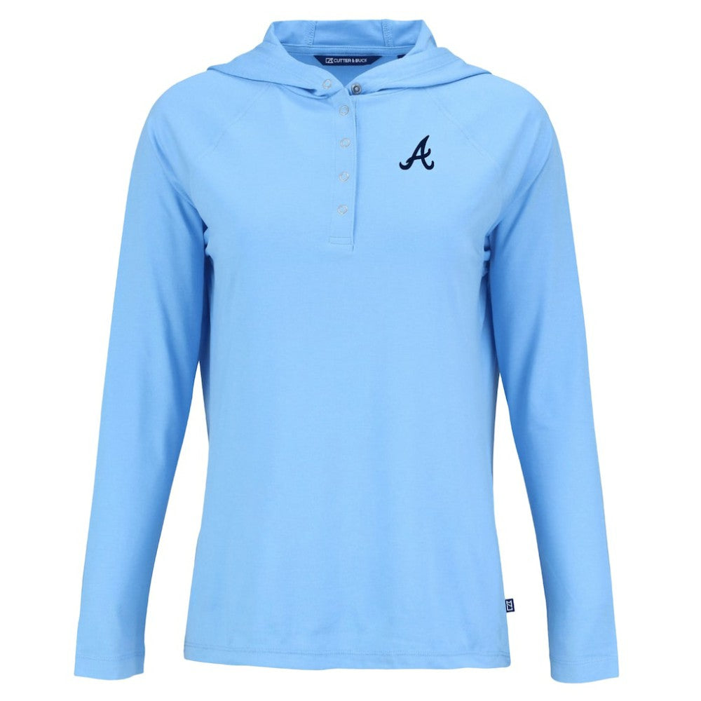 MLB Atlanta Braves Cutter & Buck Women's  Coastline Epic Comfort Eco Recycled Hoodie Raglan Long Sleeve T-Shirt