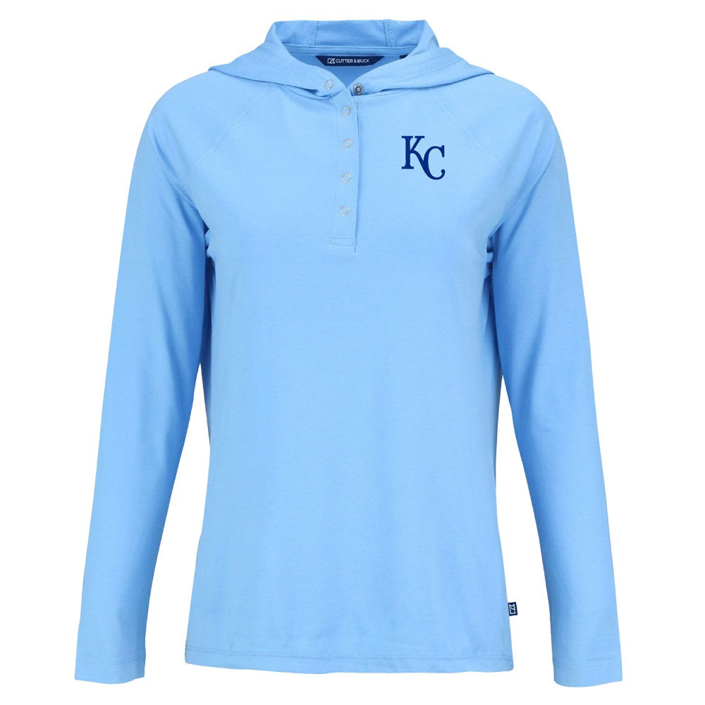 MLB Kansas City Royals Cutter & Buck Women's  Coastline Epic Comfort Eco Recycled Hoodie Raglan Long Sleeve T-Shirt