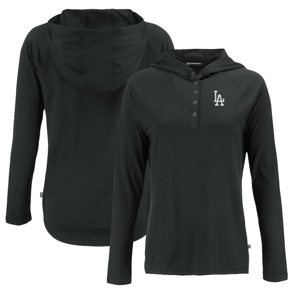 MLB Los Angeles Dodgers Cutter & Buck Women's  Coastline Epic Comfort Eco Recycled Hoodie Raglan Long Sleeve T-Shirt