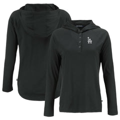 MLB Los Angeles Dodgers Cutter & Buck Women's  Coastline Epic Comfort Eco Recycled Hoodie Raglan Long Sleeve T-Shirt