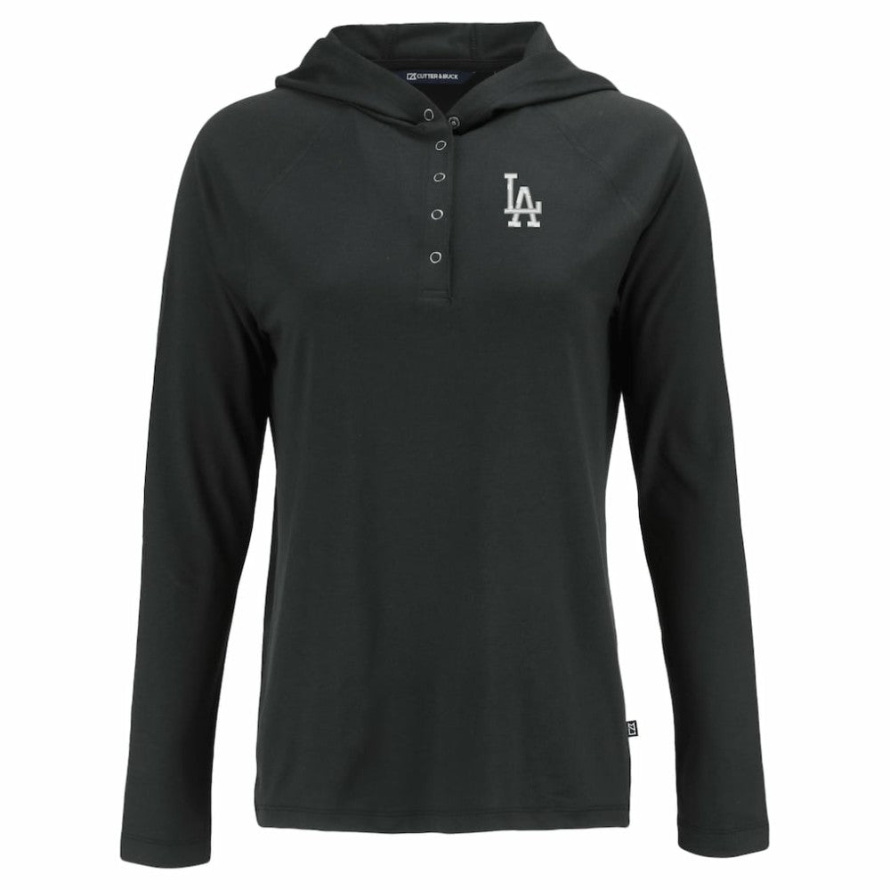 MLB Los Angeles Dodgers Cutter & Buck Women's  Coastline Epic Comfort Eco Recycled Hoodie Raglan Long Sleeve T-Shirt