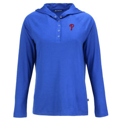 MLB Philadelphia Phillies Cutter & Buck Women's  Coastline Epic Comfort Eco Recycled Hoodie Raglan Long Sleeve T-Shirt