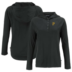 MLB Pittsburgh Pirates Cutter & Buck Women's  Coastline Epic Comfort Eco Recycled Hoodie Raglan Long Sleeve T-Shirt