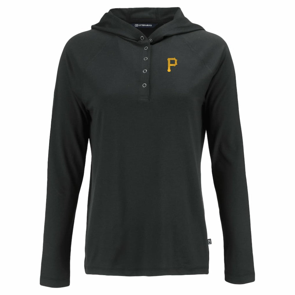 MLB Pittsburgh Pirates Cutter & Buck Women's  Coastline Epic Comfort Eco Recycled Hoodie Raglan Long Sleeve T-Shirt