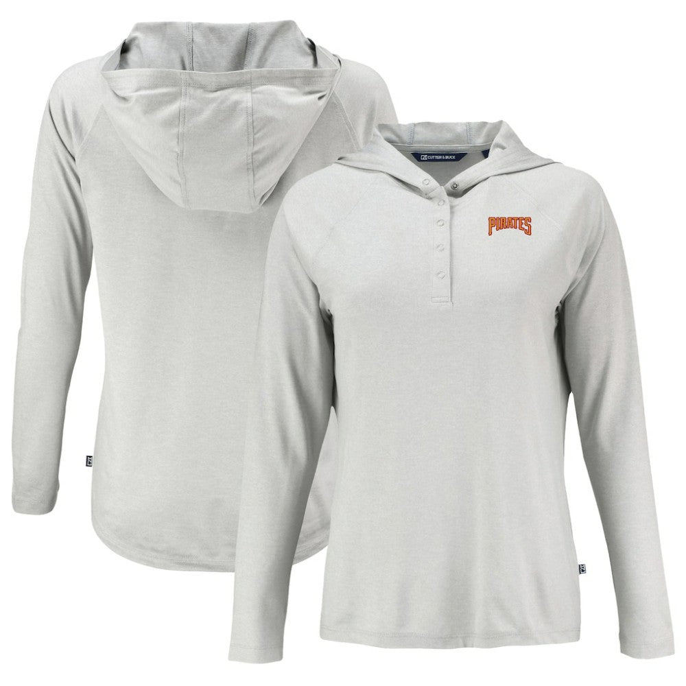 MLB Pittsburgh Pirates Cutter & Buck Women's Cooperstown Collection Coastline Epic Comfort Eco Recycled Hoodie Raglan Long Sleeve T-Shirt
