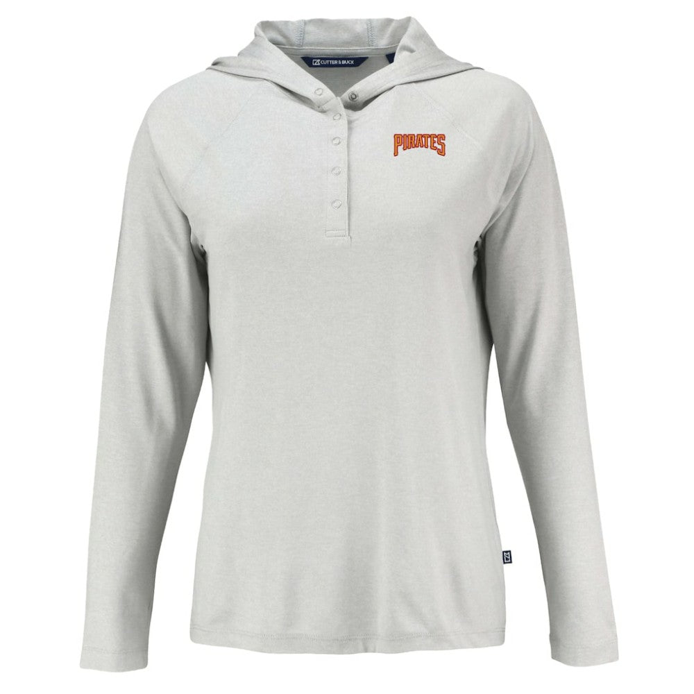 MLB Pittsburgh Pirates Cutter & Buck Women's Cooperstown Collection Coastline Epic Comfort Eco Recycled Hoodie Raglan Long Sleeve T-Shirt