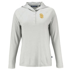 MLB San Diego Padres Cutter & Buck Women's  Coastline Epic Comfort Eco Recycled Hoodie Raglan Long Sleeve T-Shirt