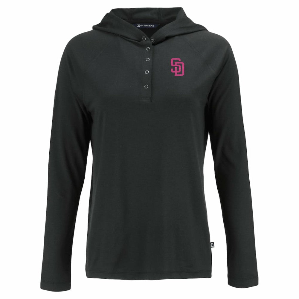MLB San Diego Padres Cutter & Buck Women's City Connect Coastline Epic Comfort Eco Recycled Hoodie Raglan Long Sleeve T-Shirt