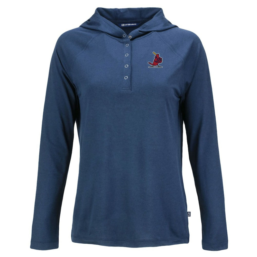 MLB St. Louis Cardinals Cutter & Buck Women's Cooperstown Collection Coastline Epic Comfort Eco Recycled Hoodie Raglan Long Sleeve T-Shirt