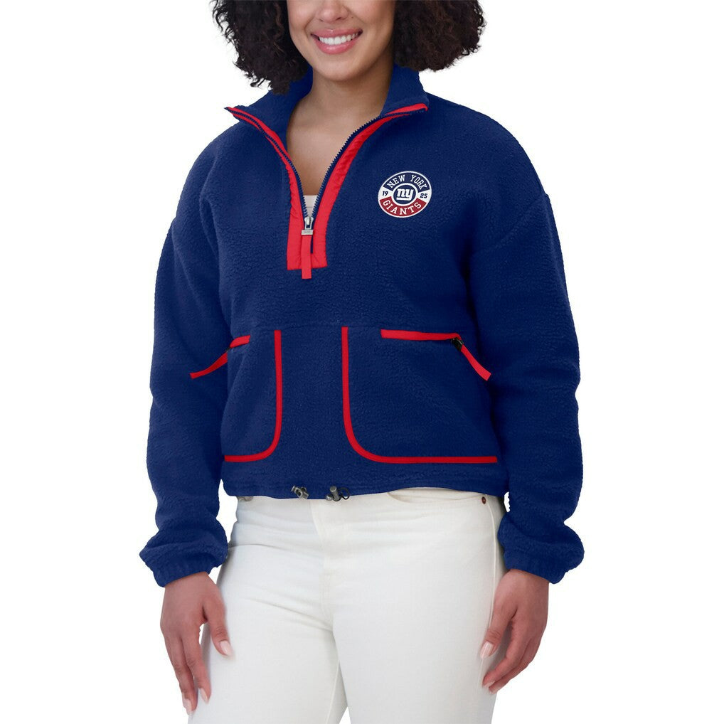 WEAR by Erin Andrews Women's Polar Fleece Half-Zip Jacket - New York Giants