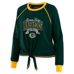 WEAR by Erin Andrews Women's Tie-Front Long Sleeve Top - Green Bay Packers