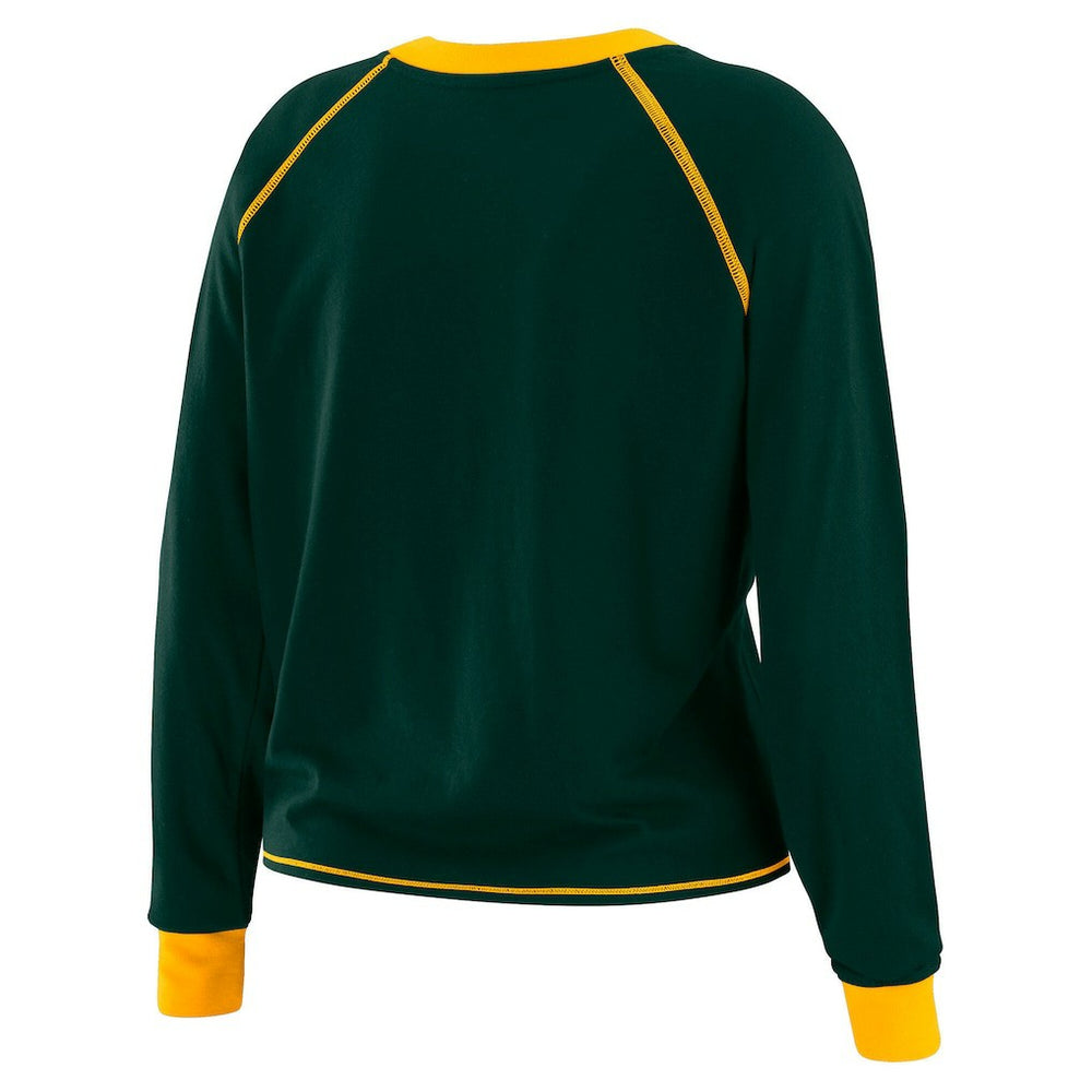 WEAR by Erin Andrews Women's Tie-Front Long Sleeve Top - Green Bay Packers