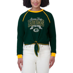 WEAR by Erin Andrews Women's Tie-Front Long Sleeve Top - Green Bay Packers