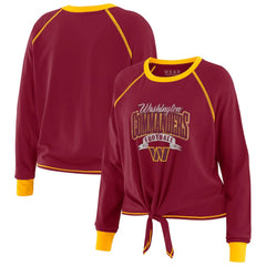 WEAR by Erin Andrews Women's Tie-Front Long Sleeve Top - Washington Commanders