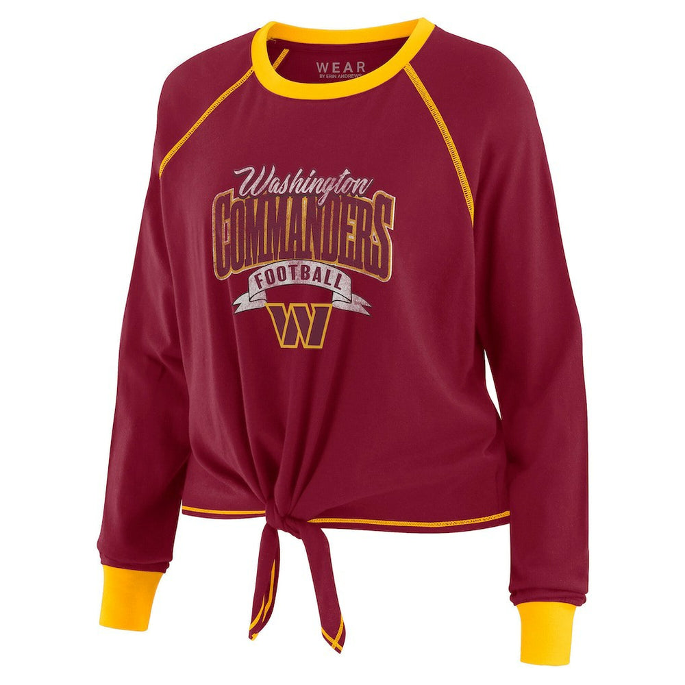 WEAR by Erin Andrews Women's Tie-Front Long Sleeve Top - Washington Commanders