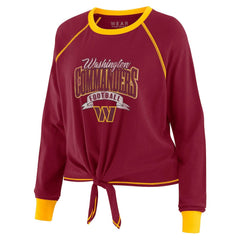 WEAR by Erin Andrews Women's Tie-Front Long Sleeve Top - Washington Commanders