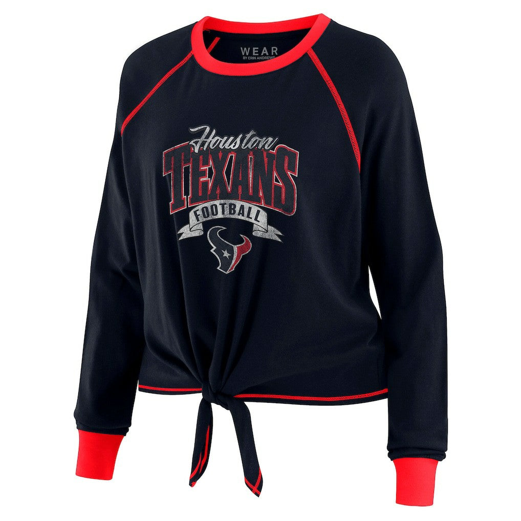 WEAR by Erin Andrews Women's Tie-Front Long Sleeve Top - Houston Texans