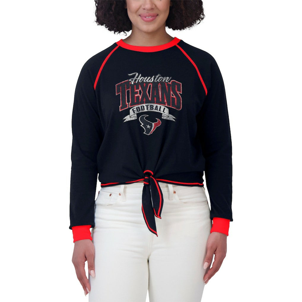 WEAR by Erin Andrews Women's Tie-Front Long Sleeve Top - Houston Texans