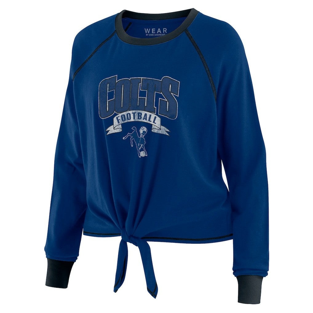 WEAR by Erin Andrews Women's Tie-Front Long Sleeve Top - Indianapolis Colts