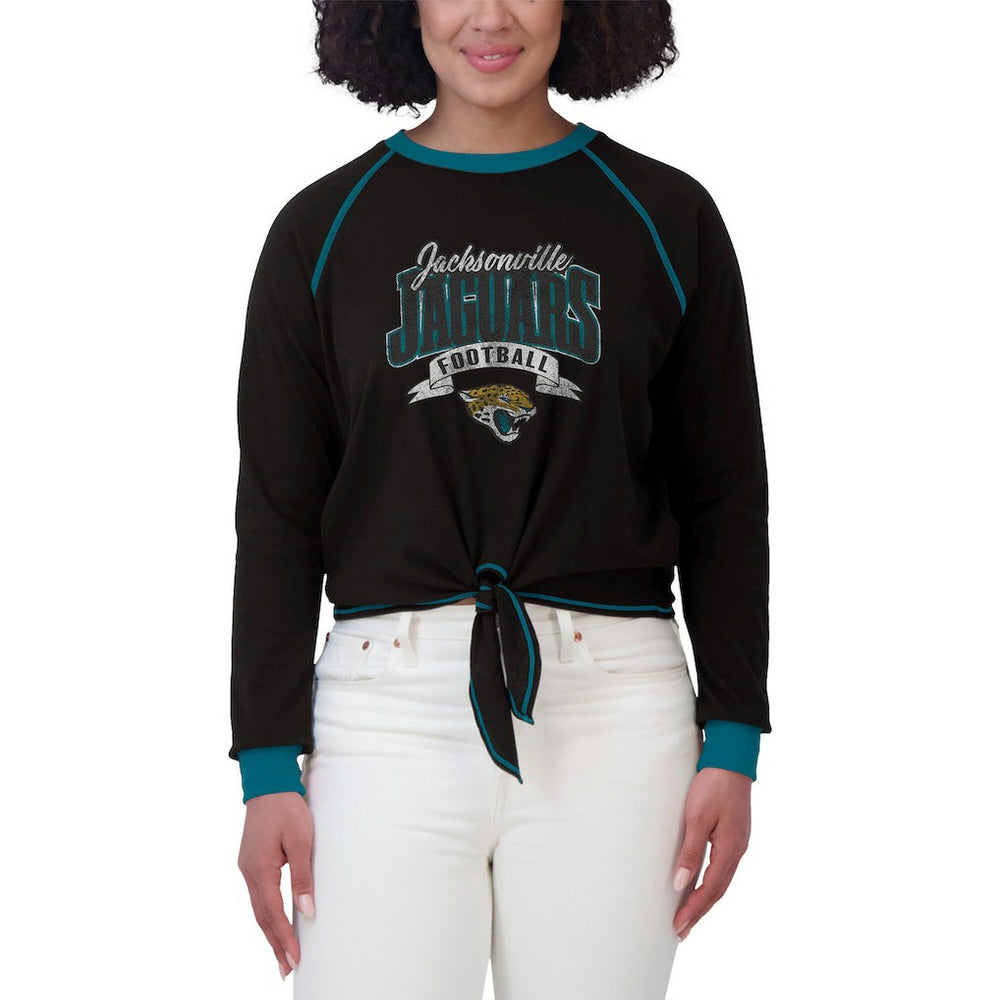 WEAR by Erin Andrews Women's Tie-Front Long Sleeve Top - Jacksonville Jaguars