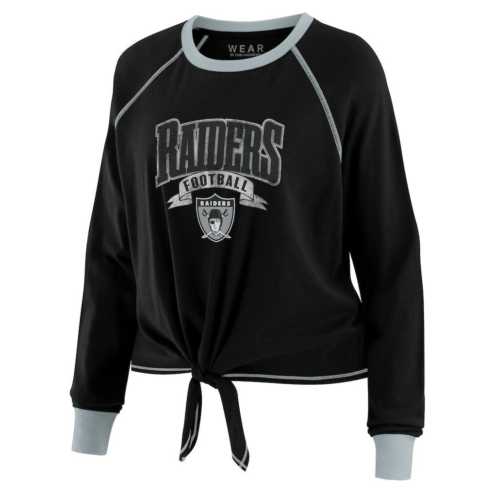 WEAR by Erin Andrews Women's Tie-Front Long Sleeve Top - Las Vegas Raiders