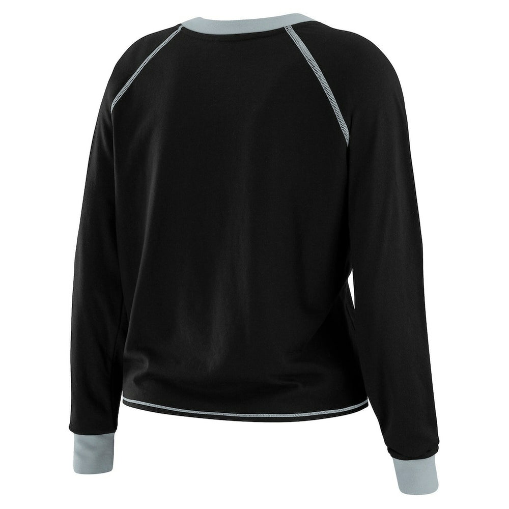 WEAR by Erin Andrews Women's Tie-Front Long Sleeve Top - Las Vegas Raiders