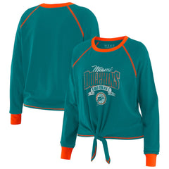 WEAR by Erin Andrews Women's Tie-Front Long Sleeve Top - Miami Dolphins