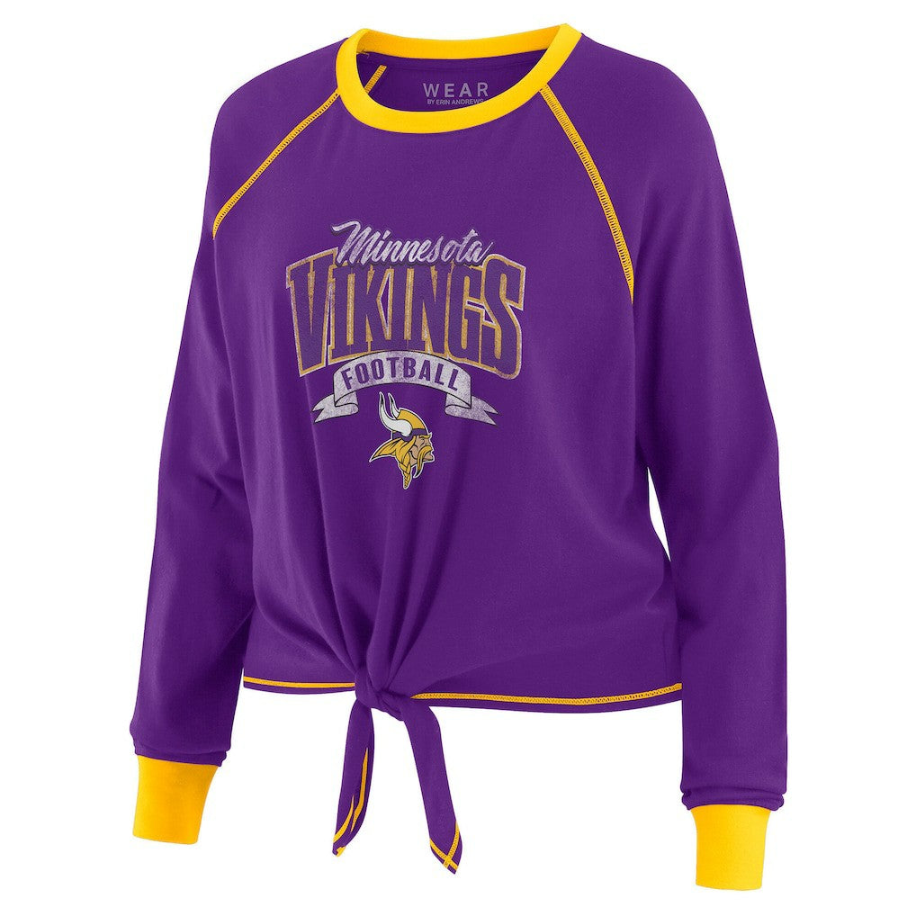 WEAR by Erin Andrews Women's Tie-Front Long Sleeve Top - Minnesota Vikings