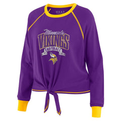 WEAR by Erin Andrews Women's Tie-Front Long Sleeve Top - Minnesota Vikings