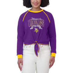 WEAR by Erin Andrews Women's Tie-Front Long Sleeve Top - Minnesota Vikings