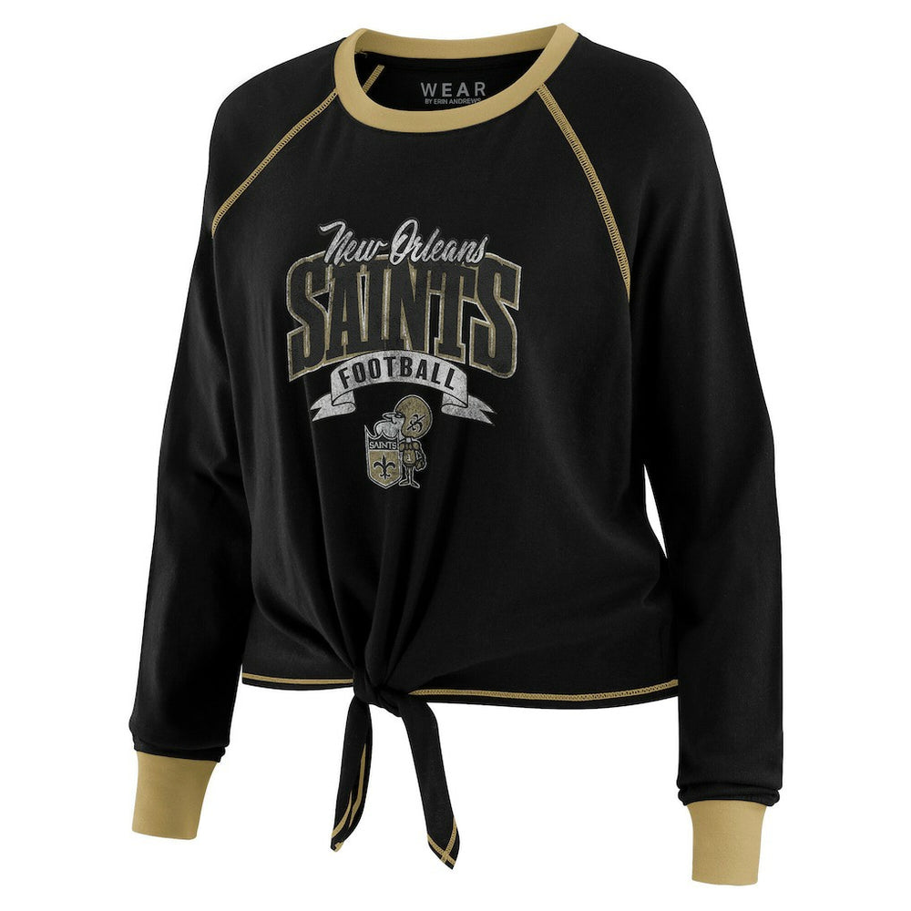 WEAR by Erin Andrews Women's Tie-Front Long Sleeve Top - New Orleans Saints