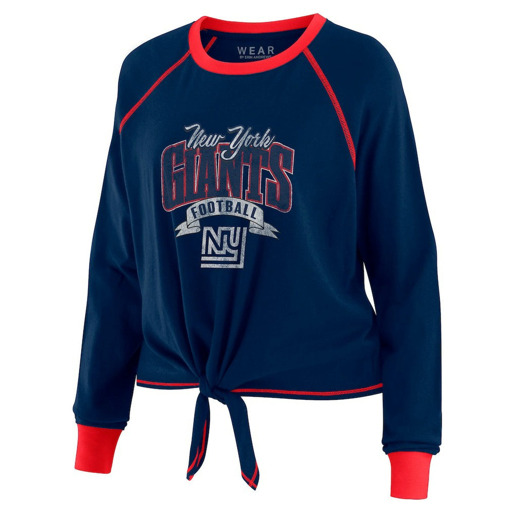 WEAR by Erin Andrews Women's Tie-Front Long Sleeve Top - New York Giants