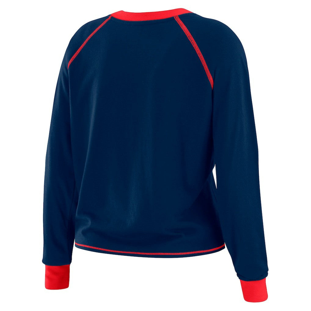WEAR by Erin Andrews Women's Tie-Front Long Sleeve Top - New York Giants
