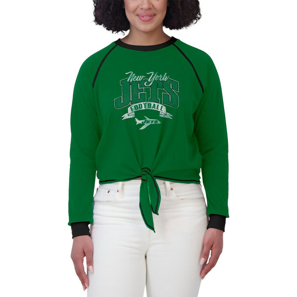 WEAR by Erin Andrews Women's Tie-Front Long Sleeve Top - New York Jets